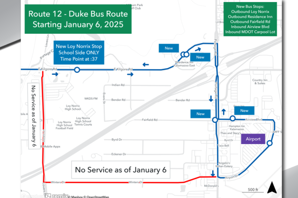 New Duke Route & Stops Map - Starting 01/06/25