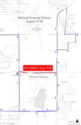 Route 27 - Romence Detour Map with Temporary Stop at Portage Rd. & Romence Pkwy. No service between Portage Rd. & Sprinkle Rd.