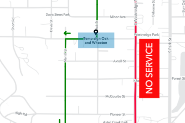 Route 1 - Westnedge Detour Vine to Howard Revised Map July 29